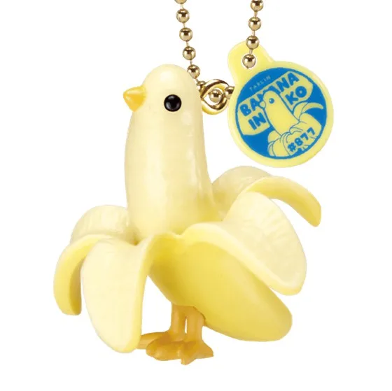 Japanese Genuine Gacha Scale Model Curative Interesting Banana Bird Cockatiel Birdling Bag Pendant Action Figure Toys