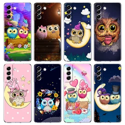 Cute Cartoon Owl Transparent Cover for Samsung Galaxy S24 S23 S22 S20 S21 FE Ultra S24 S23 S10 S10E S9 S8 Plus 5G Phone Case Bag