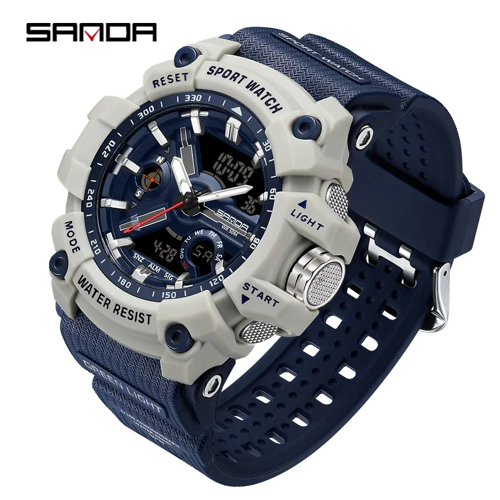 SANDA 3179  for Male Clock shock relogios masculino New Sports Men's Watches Military Digital Watch Waterproof Wristwatch