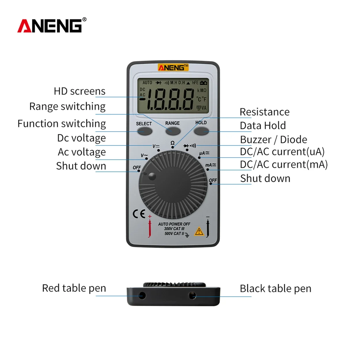 ANENG AN101 card type multimeter ultra-thin portable digital multimeter automatic range electrician household mini multimeter