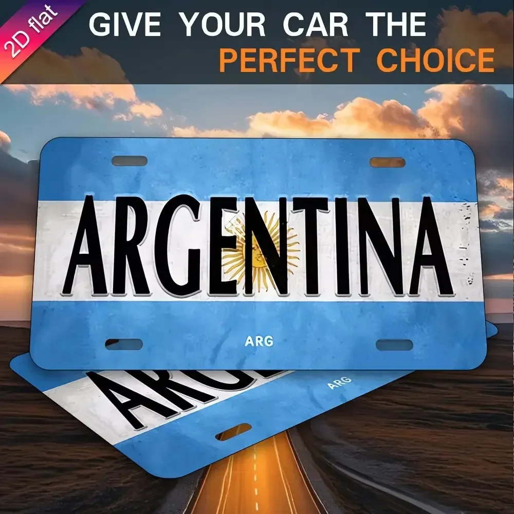 2D Flat,a Vintage Metal Aluminum Plaque Wall Decoration Argentine-Themed Rustic 2D Design,Suitable for Outdoor Festive Decor