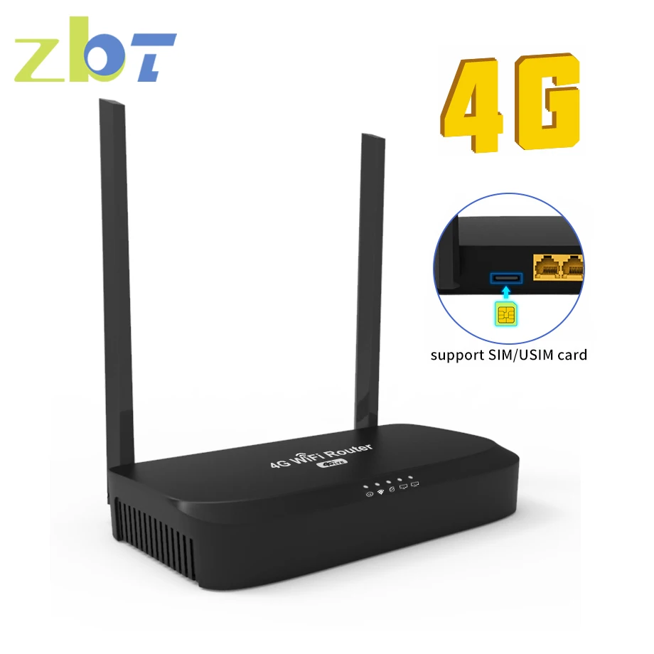 ZBT 4G LTE Router 300Mbps WiFi Wireless SIM Card with EM13S Module LAN WAN 4Ghz 2.4G Antenna OS Openwrt Wi-Fi Access Point