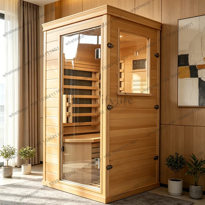 HOT sauna room single dry steam light wave room hemlock wood movable detoxification physiotherapy sweat steam box
