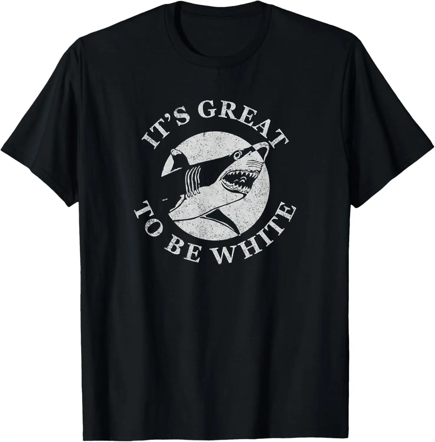 It's To Be White Funny Shark Sarcastic Saying T-Shirt 100% Cotton Trendy Y2K Short-Sleeve Tee – Soft, Quick-Drying, &