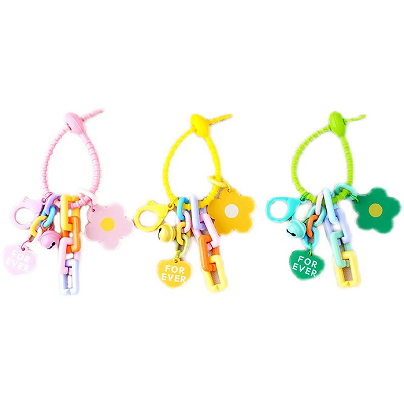 1Pcs Fashion Color Sunflower Keychains Bag Pendant Car Key Rings Headset Case Decorations Accessories