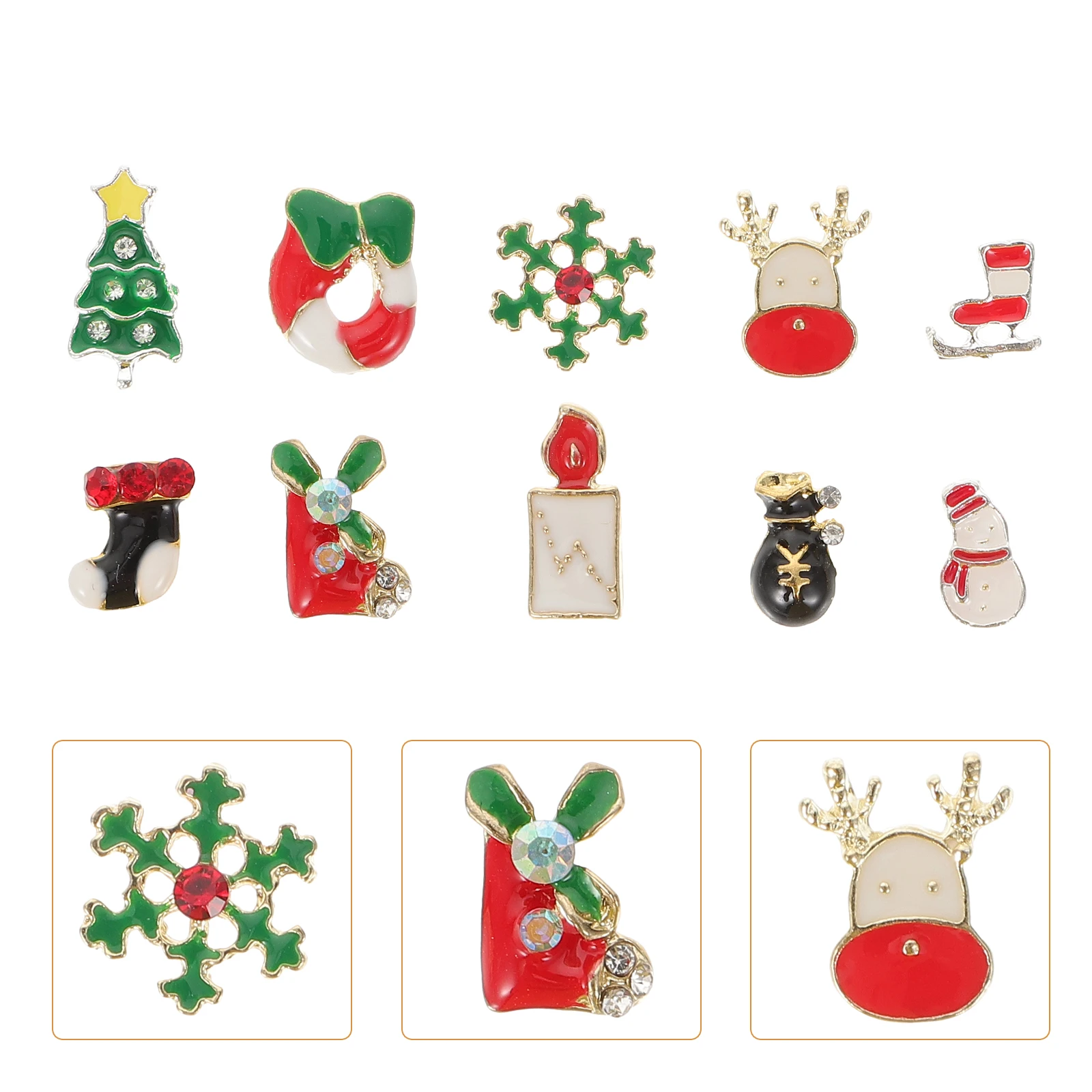 

50 Pcs Christmas Nail Art Ornaments Charms for Nails Design Cartoon Decor Crafts Decorations Alloy Cute