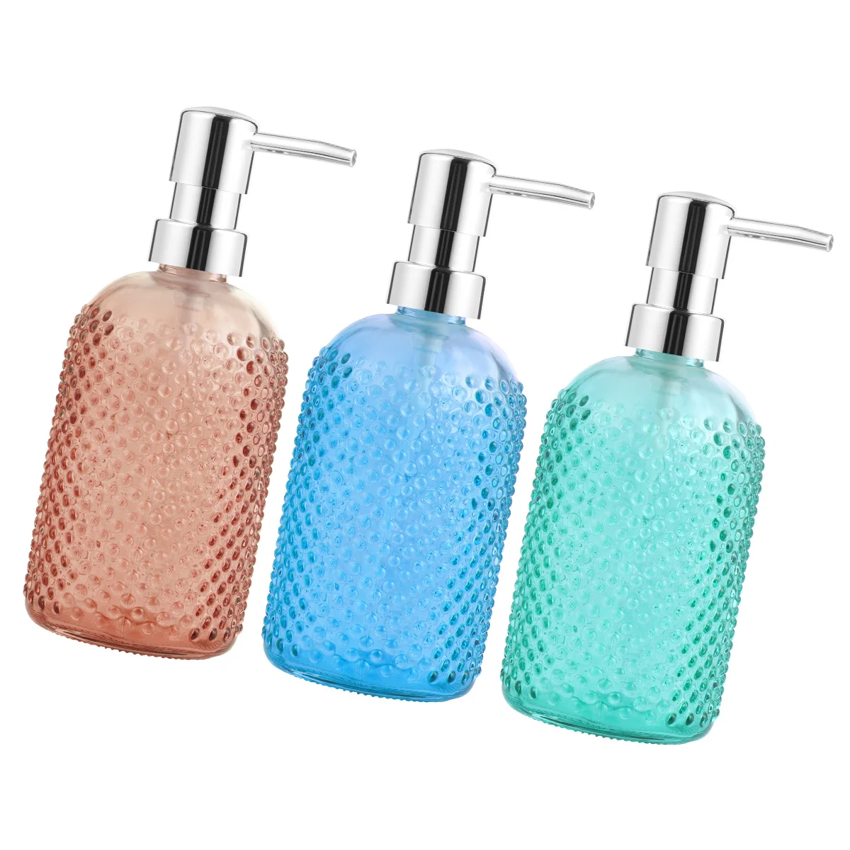 

3Pcs Press Pump Dispenser Bottle High Quality Glass Lotion Container for Bathroom Kitchen Hand Soap Shampoo Body Wash