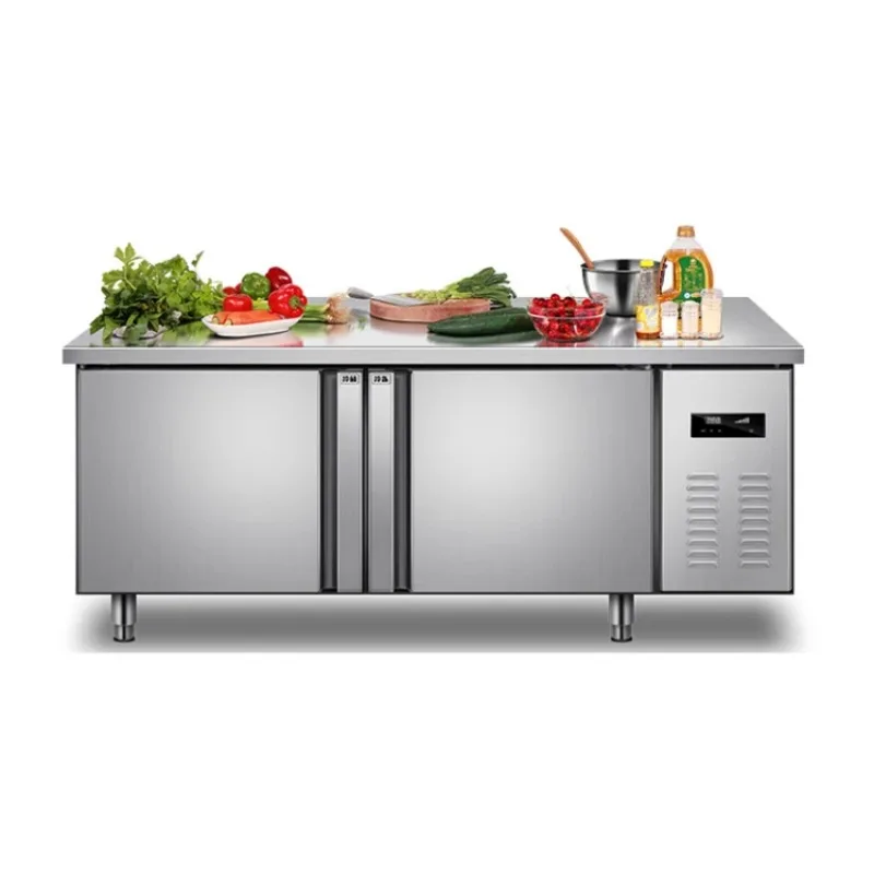 Customizable Commercial Refrigerated Workbench 1200 Length Thickened Stainless Steel Double-Temperature Glass Operating Table