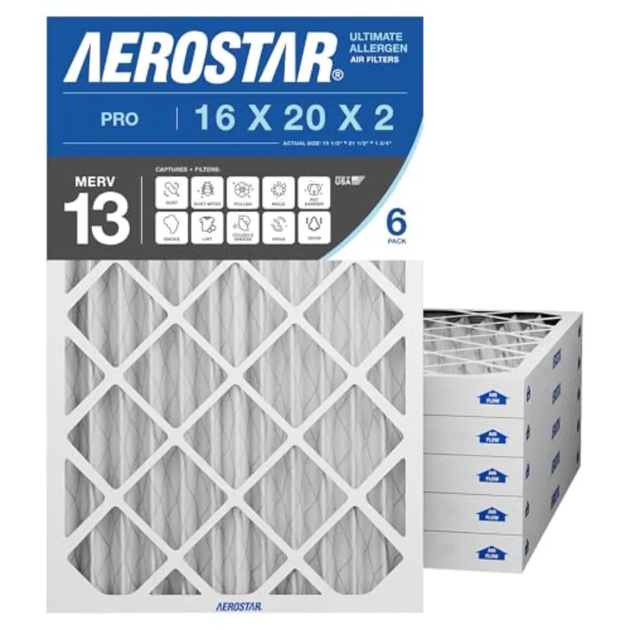 

19 7/ x 21 1/2 x 1 Pleated Air Filter, AC Furnace Air Filter, Actual Size: 19 7/8"x21 1/2"x3