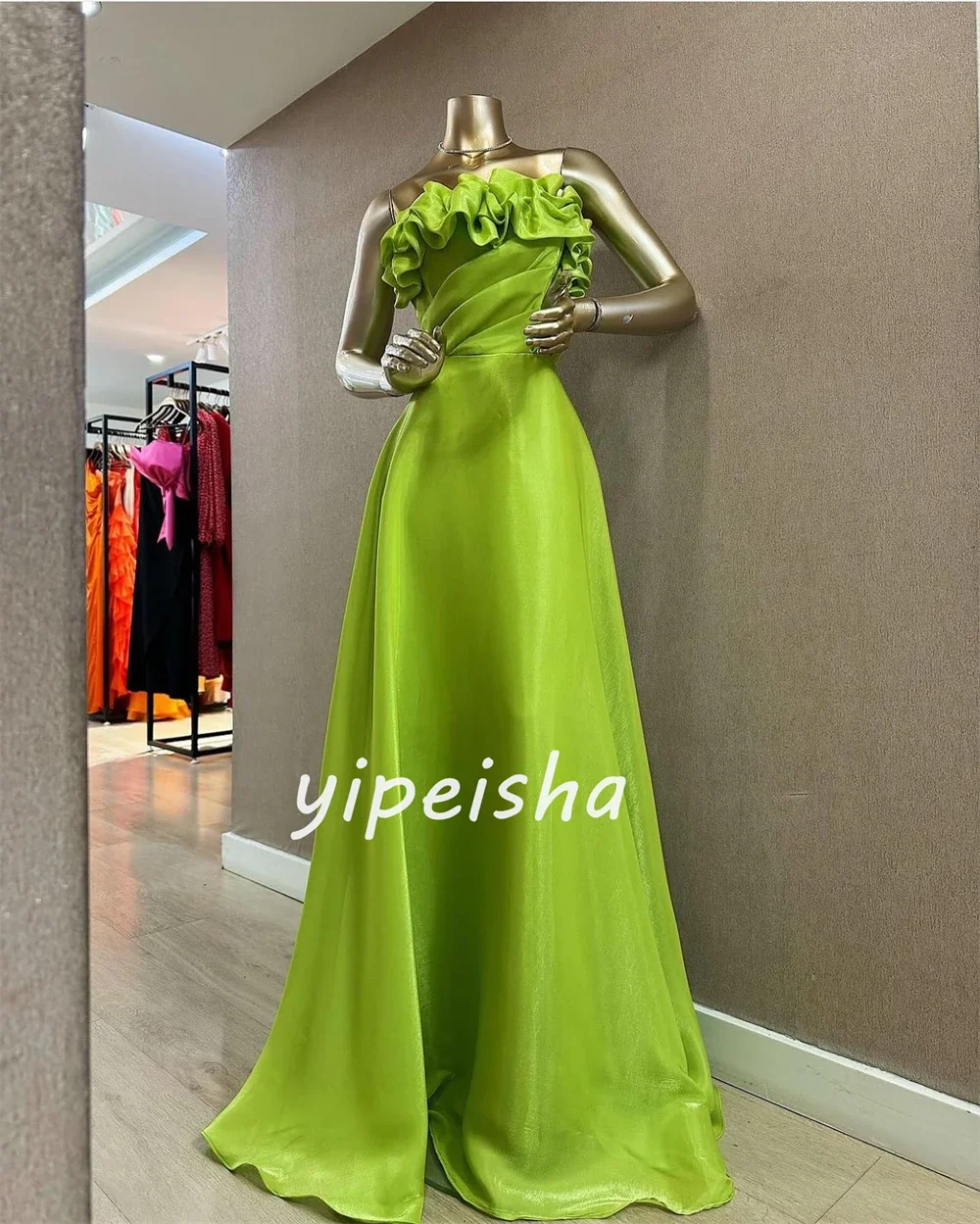 Customized Price AdjustmentSatin Pleat Draped Party A-line Strapless Bespoke Occasion Gown Long Dresses