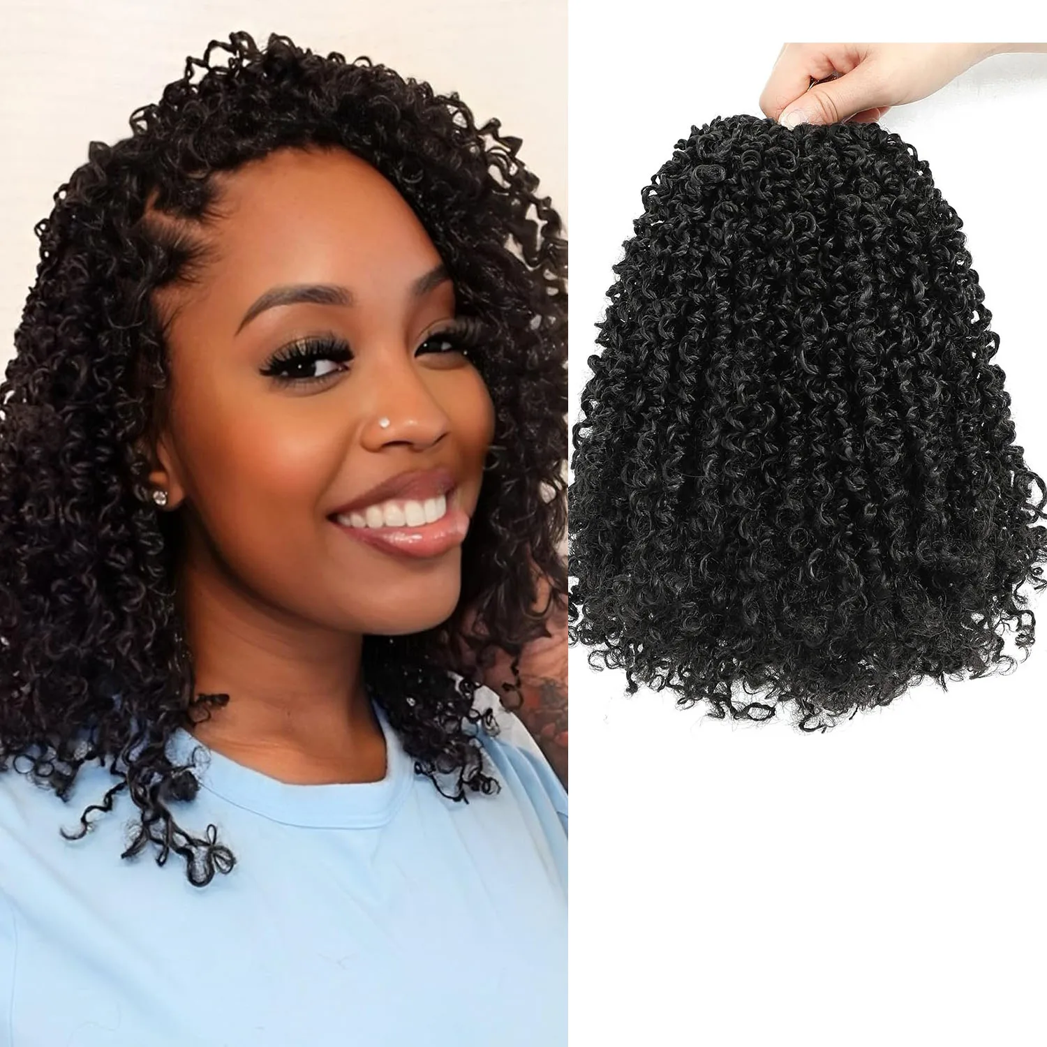 

Pre-looped Yanky Twist Crochet Hair 10 Inch 3 Packs Bohemian Passion Twist Spring Mini Twist Crochet Hair for Black Women Boho Crochet Braids Synthetic