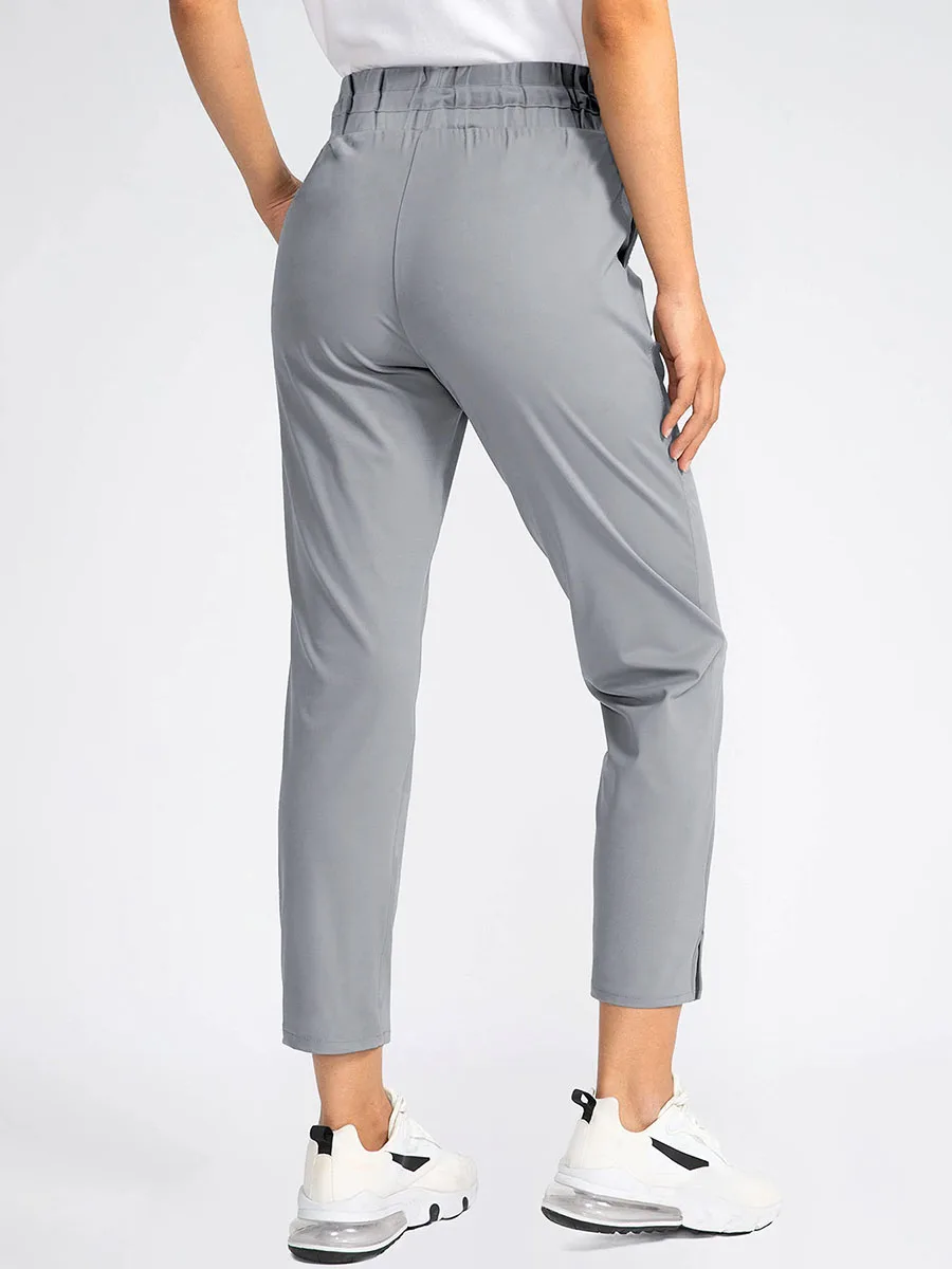 Neue bequeme Damenhose mit hoher Taille und Kordelzug, einfarbig, lässige Hose mit Taschen für Workout, Lounge und Alltag. – Detail 10