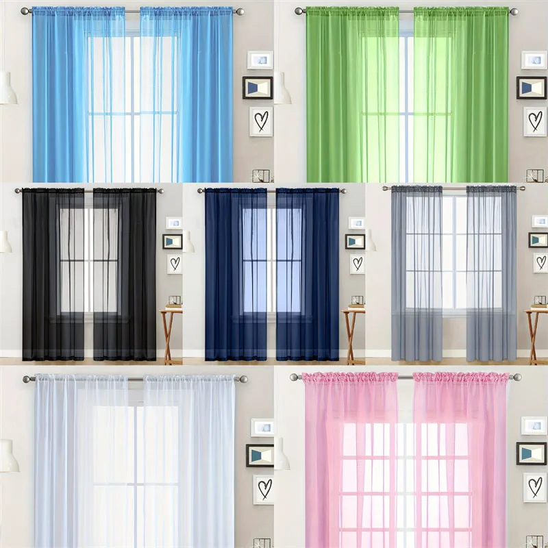 Chiffon Sheer Window Curtains For Living Modern Simple Curtain Gauze Semi-blackout Balcony Thin Window Screen