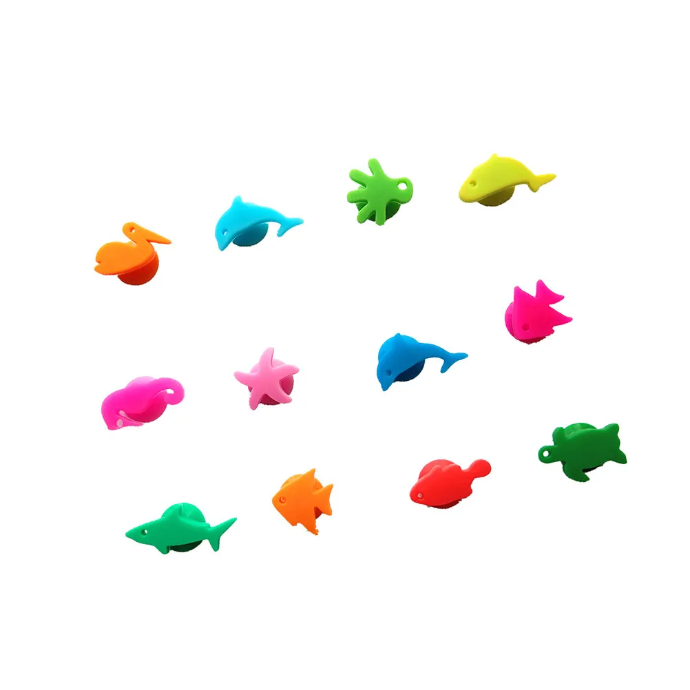 24Pcs Colorful Shape Designed Silicone Wine Markers Easy Apply Remove Drink Identifier for Western Restaurants Cocktail Parties