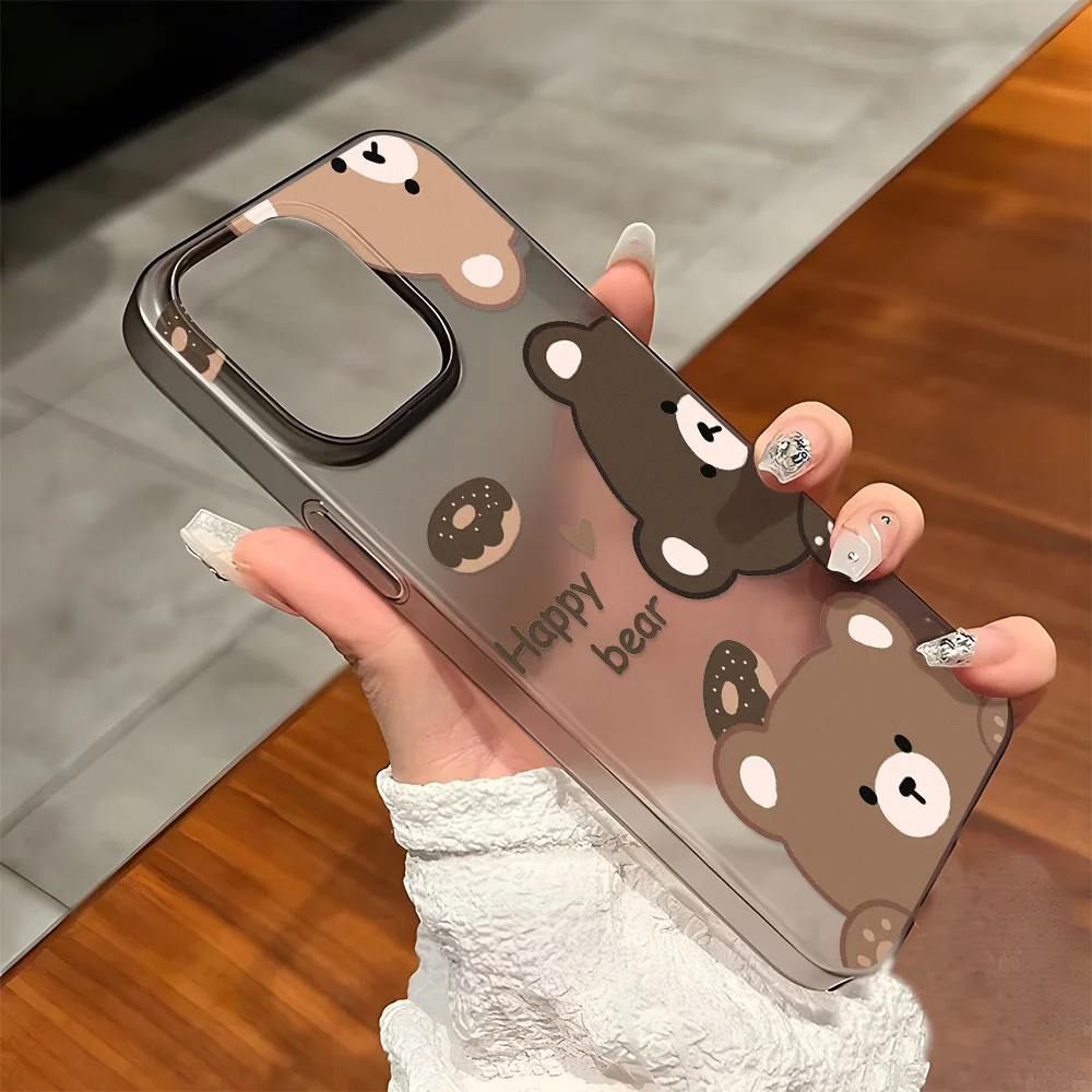 Soft TPU Matte Cute Bear Phone Case for iPhone 17 Pro Max Funda iPhone 16 11 15 13 15 14 Plus 12 Mini 16promax 17promax  Cover