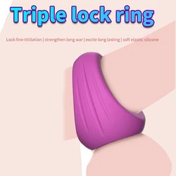 Silicone Penis Cock Ring Triple Lock ring Delay Ejaculation Sex​ Tooys for Man Soft Elasticity Couple Rings Cockring Adult Toys