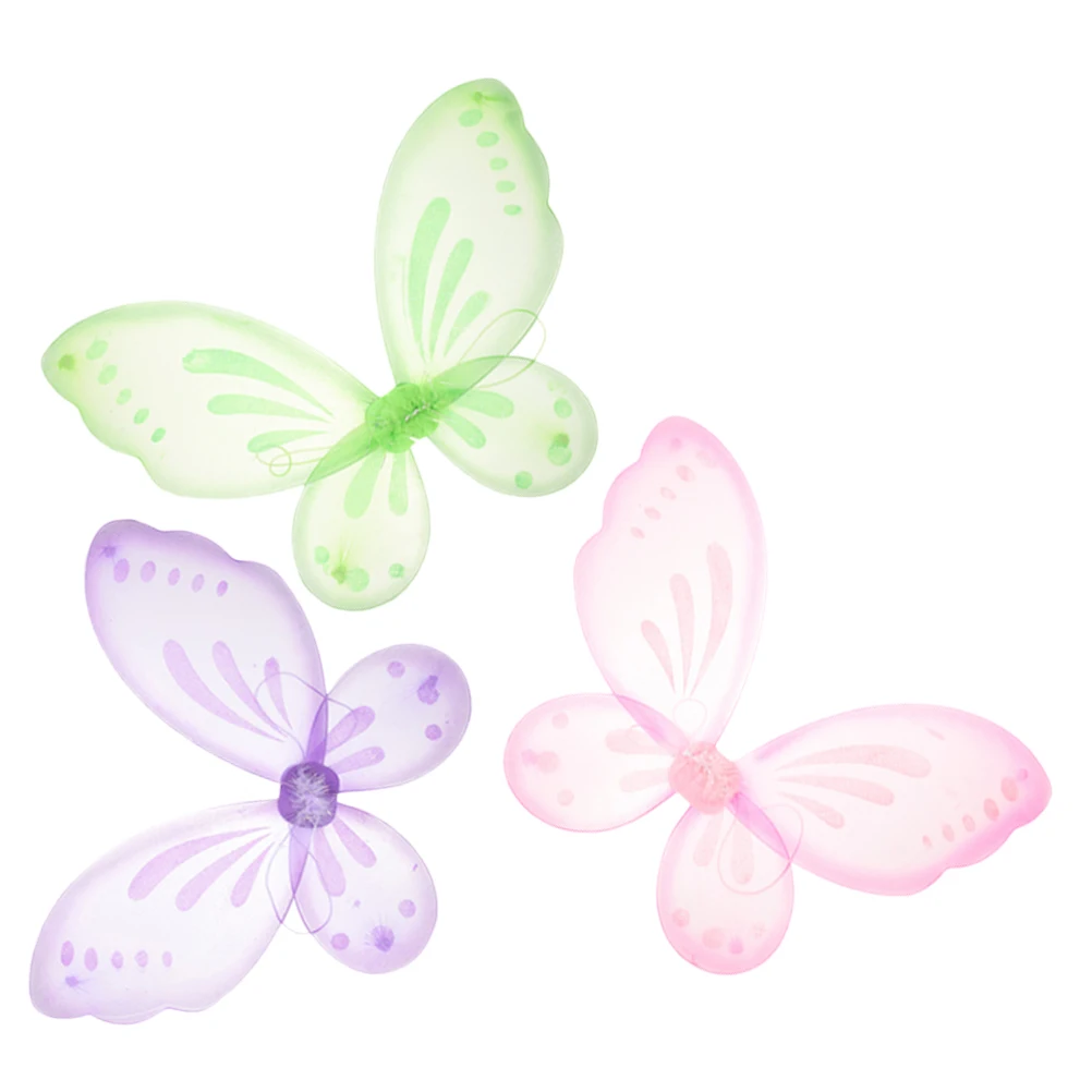 

3 Pcs Butterfly Wings Toys Kids Lightweight Fairy Wing Set Halloween Dress Up Princess Costume Accessories Birthday Favors Party