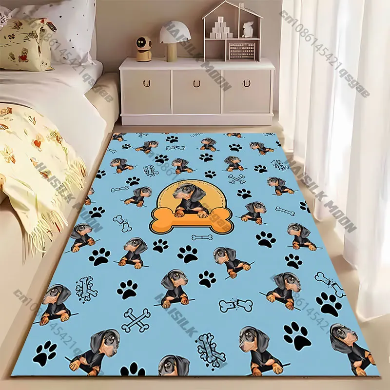 Dachshund dogs and paw prints carpet Yoga living room room decor children's crawling mat doormat area rug games mat