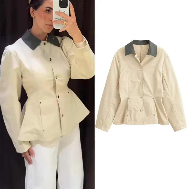 Women's Coat 2026 Summer New Style Khaki Long-Sleeve Waist-Cinched Jacket Parker Casual Fashion Versatile