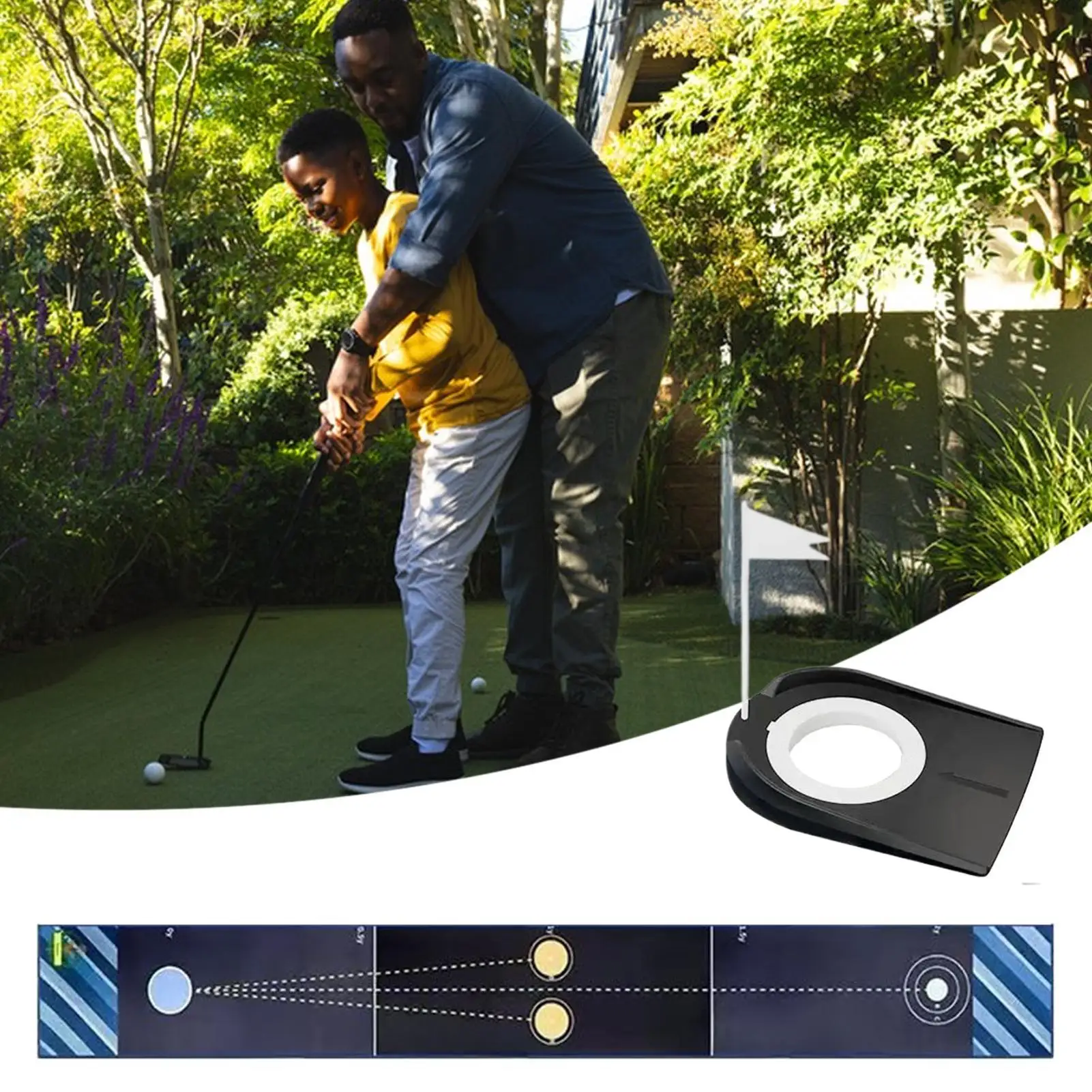 

Portable Golf Putting Mat With Putter Disc Indoor Golf Hitting Practice Simulator 2 Channel Putting Exercise Mat For Putter