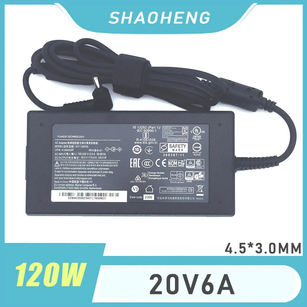 Cargador original de 120W 20V 6A para portátiles MSI Thin GF63 13 12 11th, GV15 Thin, Cyborg 15 A12V A13V, Summit E16 Flip A13V. Fuente de alimentación.