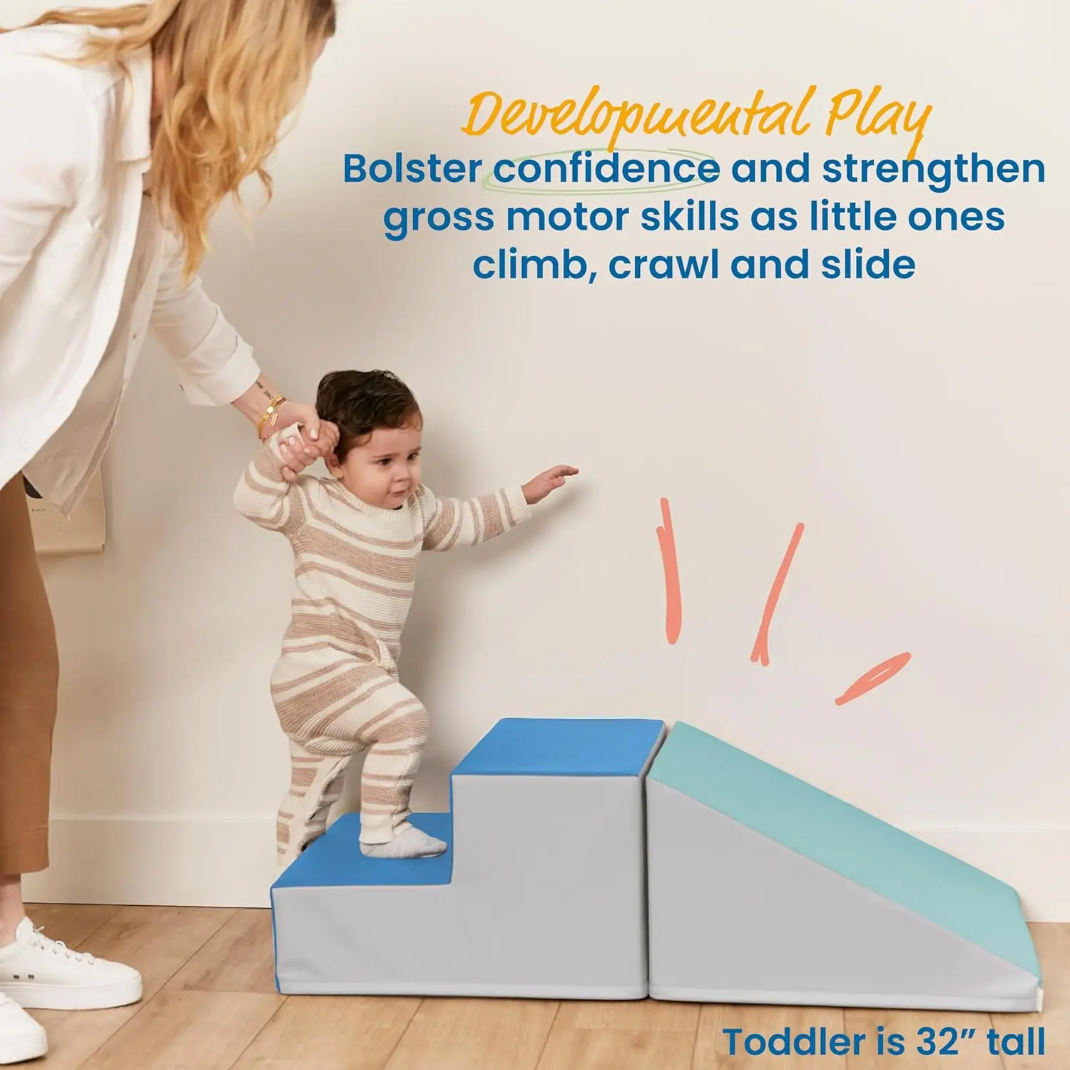 Toddler Soft Foam Climber and Slide Playset, Safe Indoor Play Equipment for Early Development