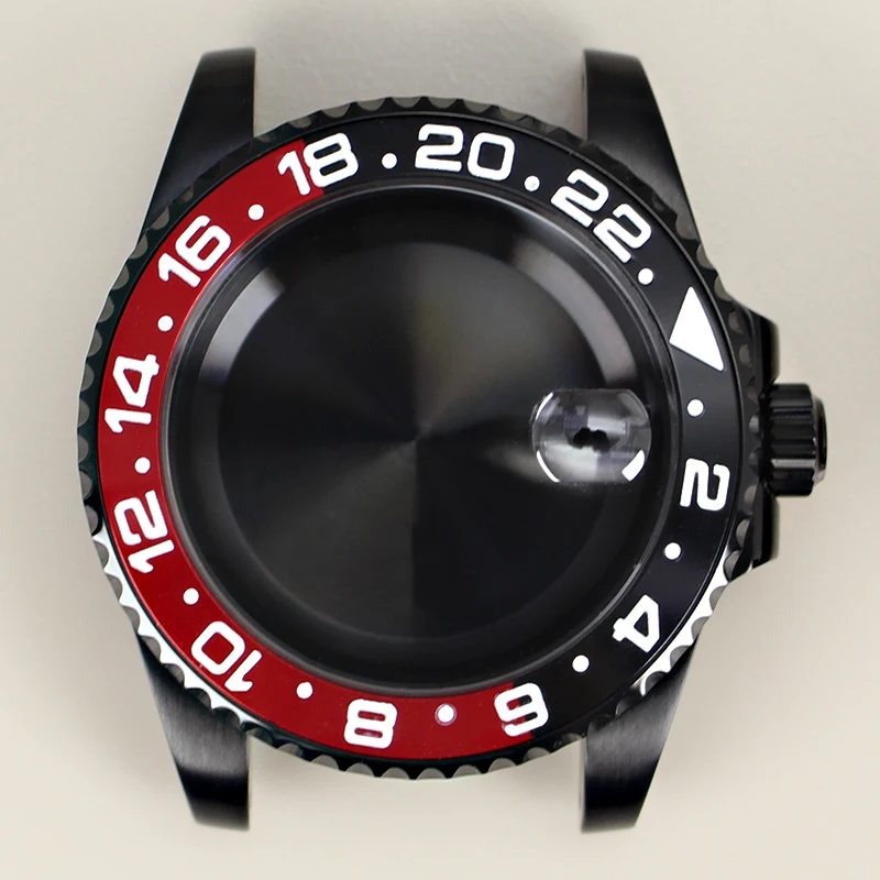 

40mm GMT NH35 Watch Case Ceramic Bezel Sapphire Crystal For NH35 NH36 NH34 NH38 Miyota 8215 ETA 2824 Movt 28.5mm Dial 120 Clicks