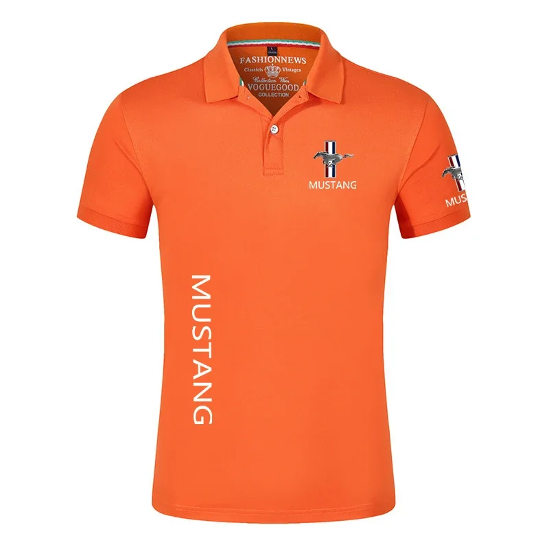 2024 Unisex Mustang letnie Polo męskie casualowe krótkie rękawy Tshirt jednolity kolor męski klasyczny Top koszulka wyjściowa