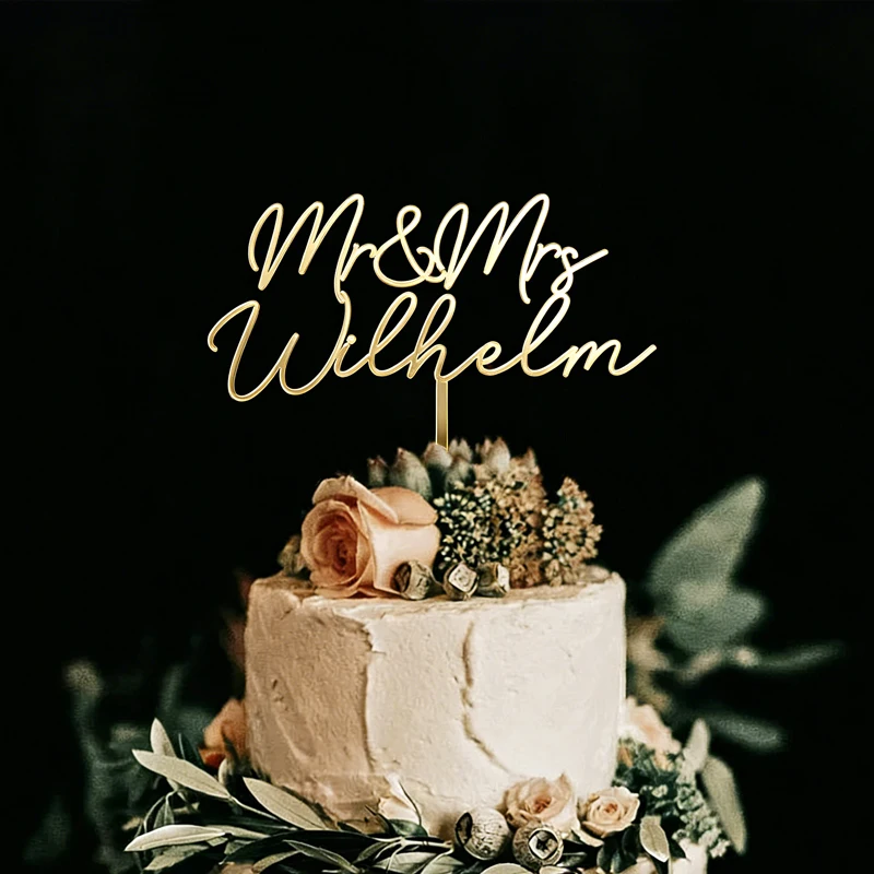 

Custom Acrylic Cake Topper, Mr and Mrs Cake Topper, Personalized Wedding Cake Topper, Anniversary Cake Topper