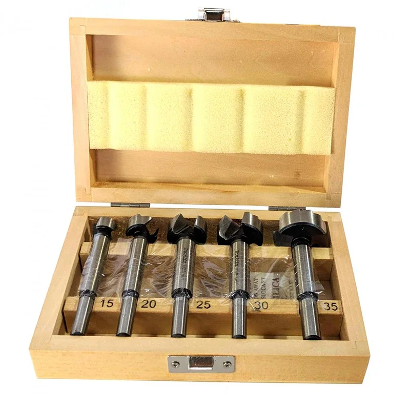 Makita D-47357 Drill Bit Set 5Pcs Forstner With Wooden Case Hole Saw Punch Drill Wooden Table Top Power Tool Accessories