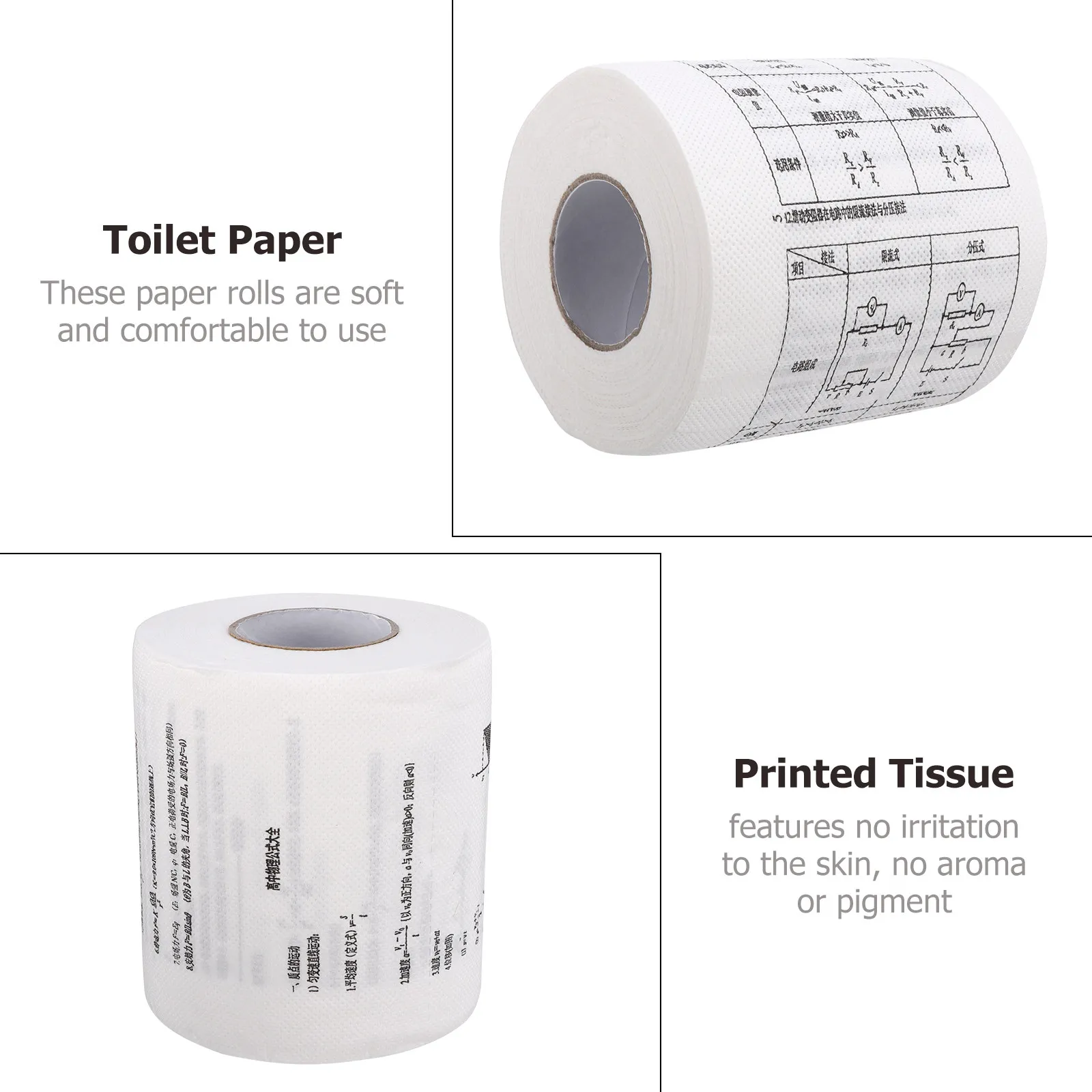 4Rolls Toilet Tissue Roll Decorative For Home Decor Christmas Stocking Stuffers Chemical Physics Formula Printed