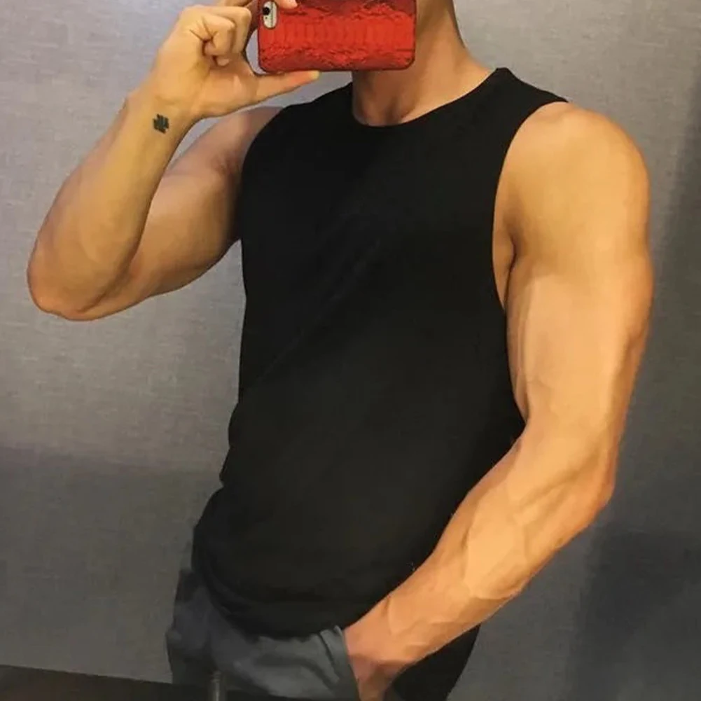 Mens Tank Top Selveless Muscle Gym Underwear Solid Plain T-Shirts Tee A-Sports Shirt Loose Soft Breathable Homewear Casual Tee