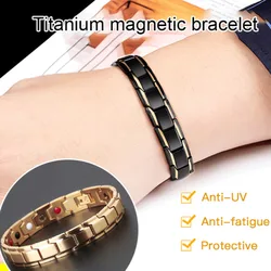 New Stainless Steel Black Germanium Magnetic Chain Link Bracelet for Women Men Health Care Energy Jewelry Snoring Bracelet