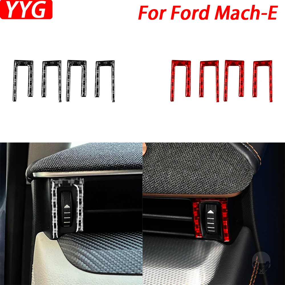 

For Ford Mustang Mach-E Mach E 2021 2022 Carbon Fiber Central Control Air Outlet Panel Cover Car Interior Accessories Sticker