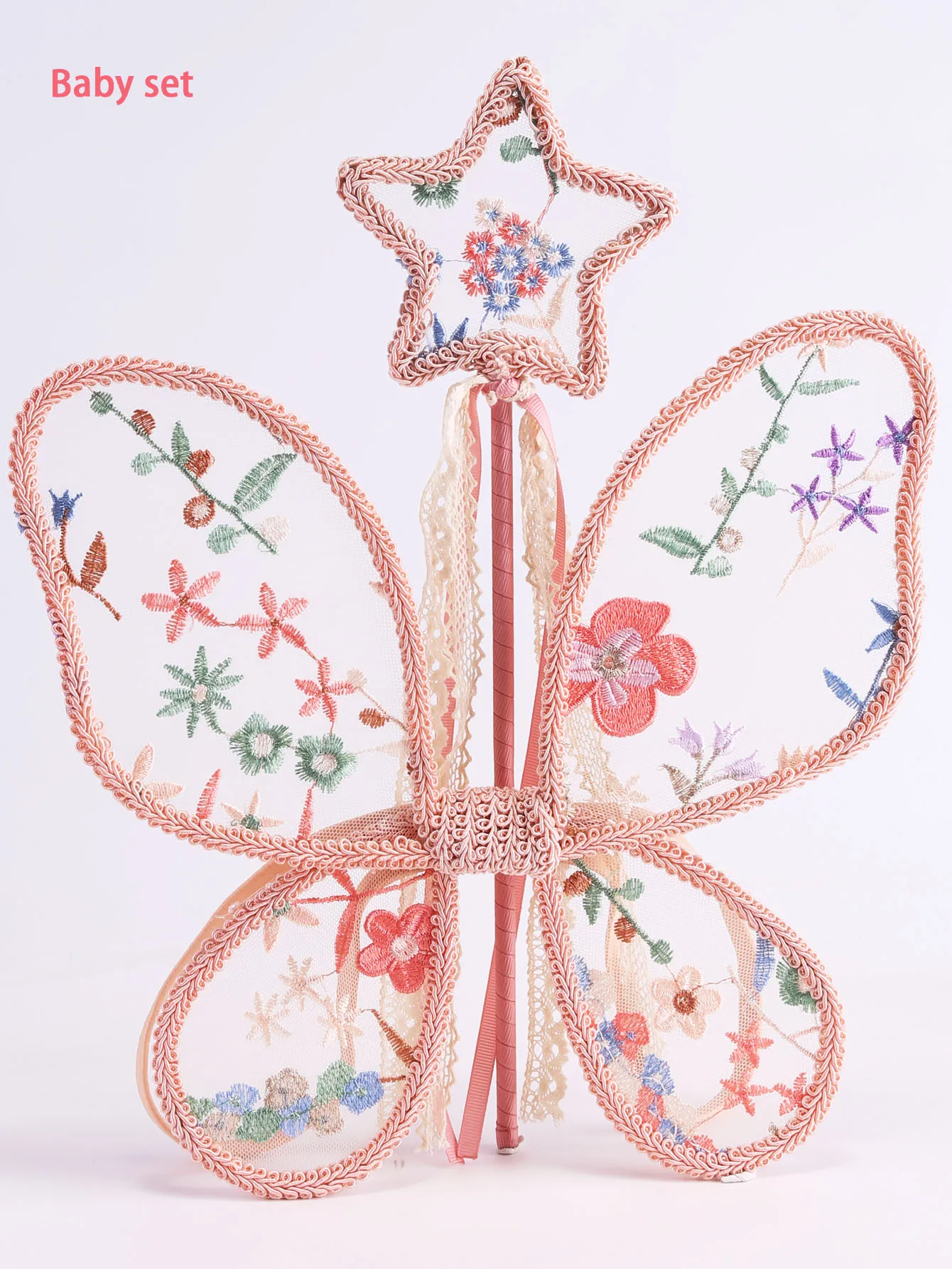 Feuilles de fleurs brodées avec ailes de papillon, accessoires délicats faits à la main pour bébés et enfants, cadeaux d\'anniversaire festifs