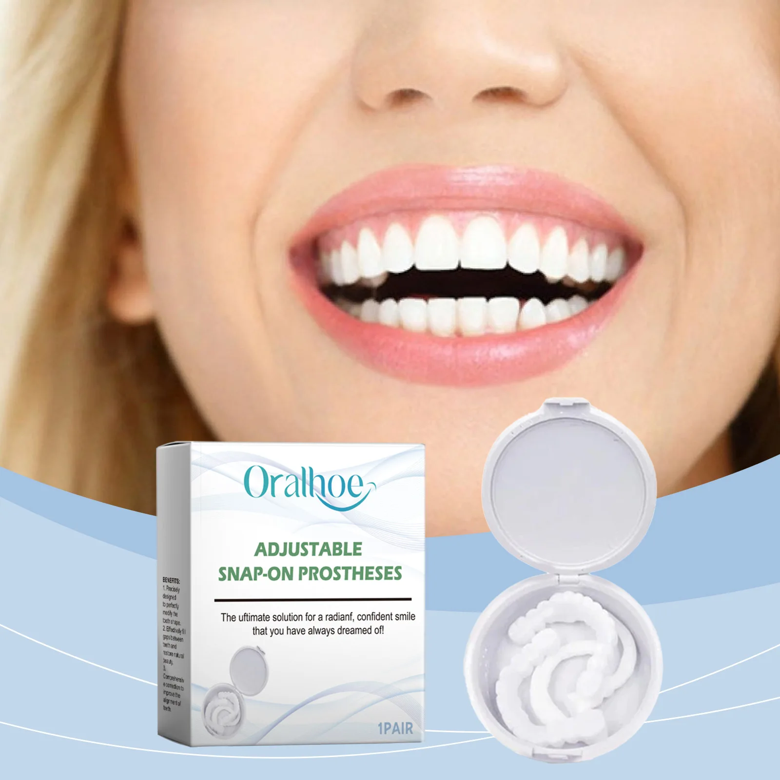 Adult Adjustable Dentures Teeth Set Snap-On Fake Tooth Portable Braces Decorate Gaps Enhance Aesthetic Smile Veneers Beauty Tool