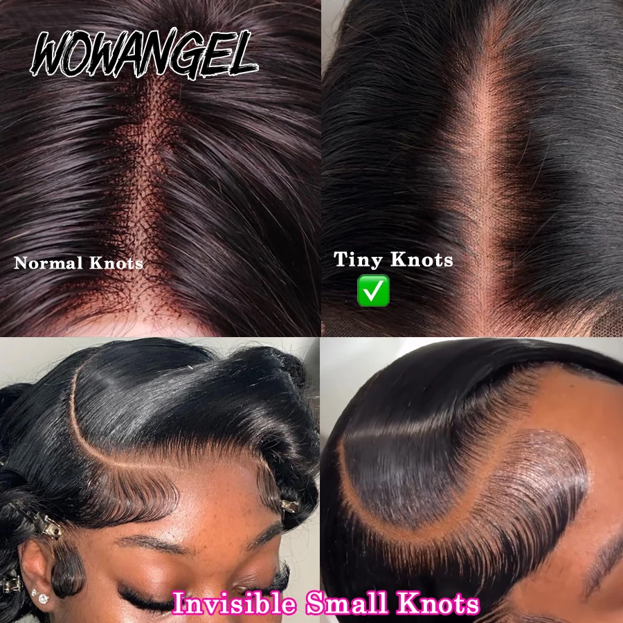 WowAngel 250% 13x6 HD parrucche frontali in pizzo 34in Bye Bye nodi parrucche diritte di seta per capelli umani pelli capelli brasiliani fusi per le donne
