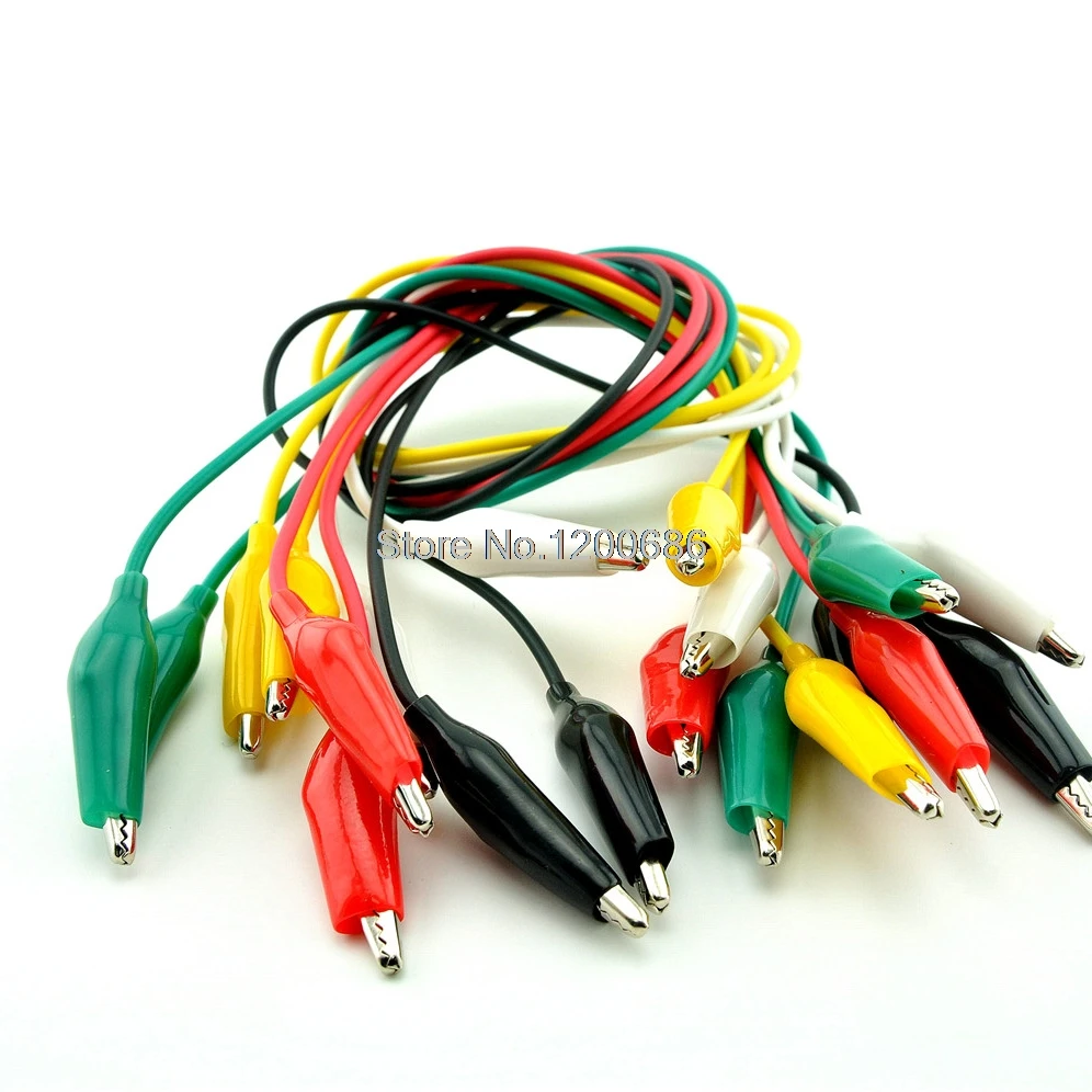 

50CM Alligator Clips Wire testing wire 5 colors double-ended alligator clips jumper wire mini with cable 10pcs