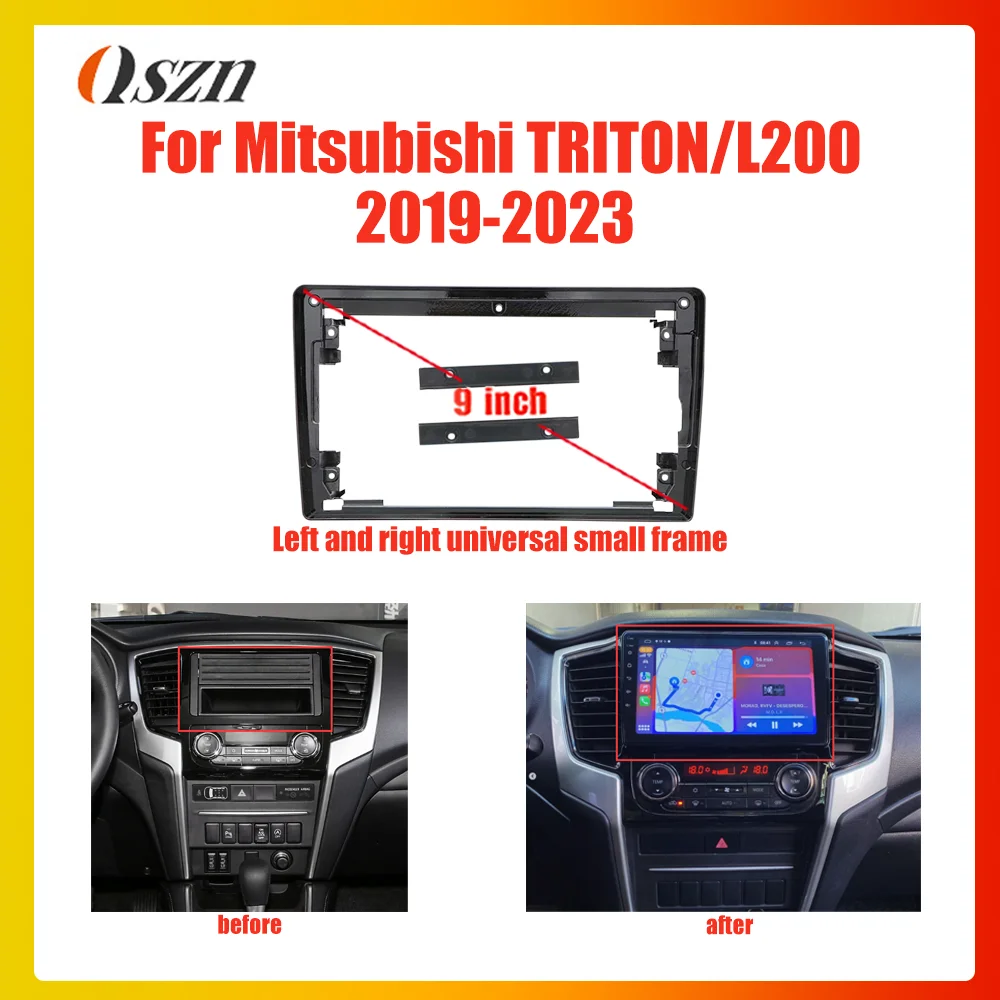 9 Inch 2 Din Car Stereo Radio Fascia Dash Player DVD Adapter Frame Panel For Right steering wheel Mitsubishi Triton L200 2018+