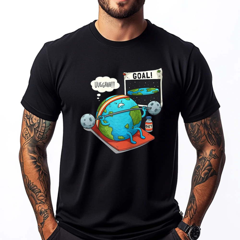 

Flat Earth Fitness Goal Gym Workout Training Meme Raglan Sports T Shirt Men T-Shirts