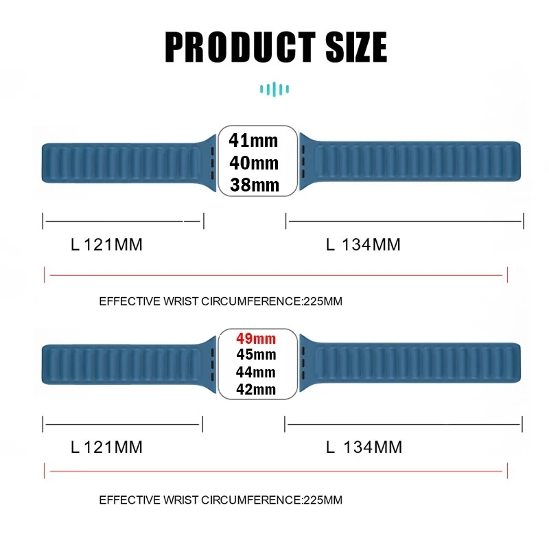 애플 워치용 마그네틱 실리콘 링크 팔찌, 울트라 49mm 밴드, 41mm, 45mm, 40mm, 44mm, 38mm, 42mm, 아이워치 시리즈 8, 7, 6, SE, 5, 4, 3 스트랩