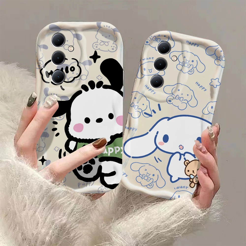 Cartoon Happy Cinnamon Pacha Dog 3D Wave Case For Xiaomi Mi 14 12 12T 11 Lite Poco M6 X6 X5 X4 F4 X3 M3 Pro 4G 5G Silicone Cover