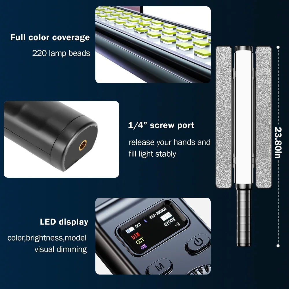 Sutefoto tw20 portátil rgb colorido vara luz portátil led varinha de luz cri 95 + 2800k-10000k fotografia estúdio lâmpada luz de vídeo