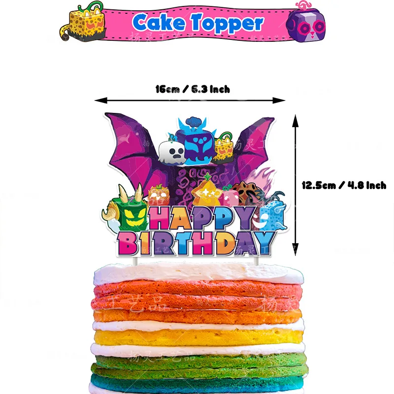 Blox Fruits birthday Party Supply Banner usa e getta Cake Topper Hanging Flag Blox Fruits Balloons Set decorazione torta di compleanno