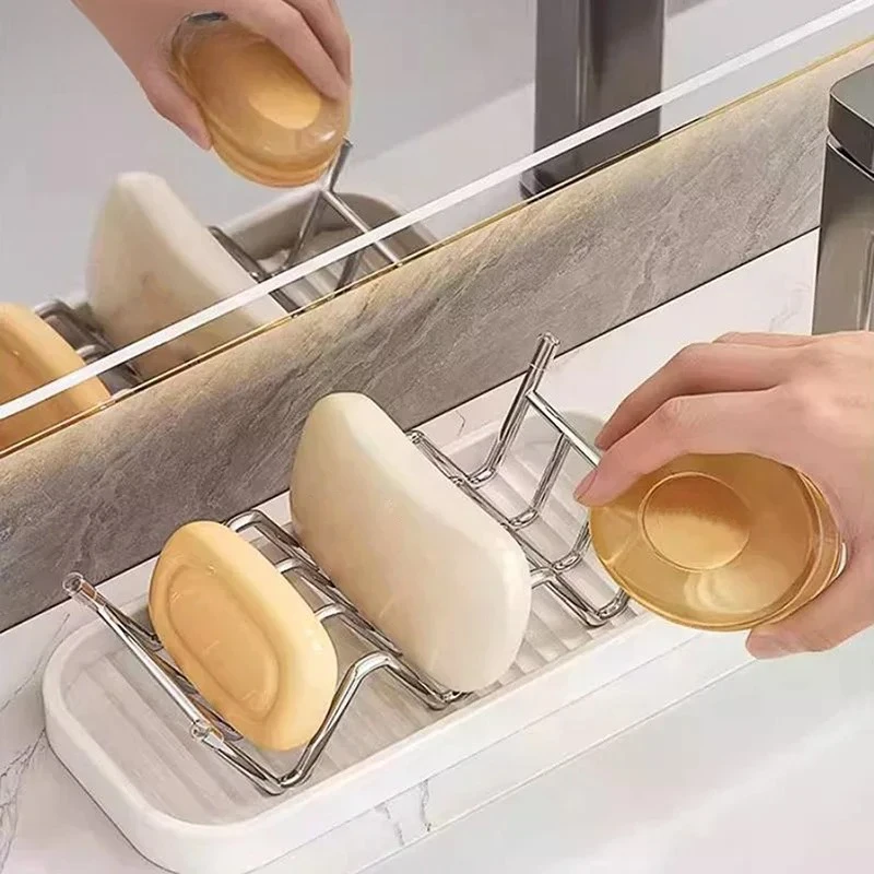 

Stainless Steel W-Shaped Soap Holder Space Saving Non-slip Soap Storage Rack Drain Tray W-Shaped Taco Holder Sink Countertop