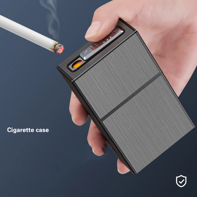 HB207 Coarse Cigarette 20 Pack Charging Cigarette Box Integrated Cigarette Box Lighter USB Charging Cigarette Box Wholesale