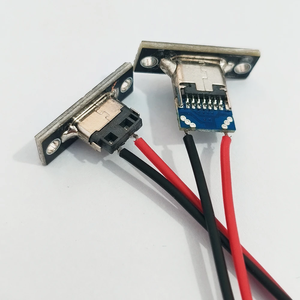10 Stück USB Typ-C Buchse mit Befestigungsplatte und Kabel, USB-C Ladeanschluss für Kleine Elektrogeräte, DIY-Modifikation – Detail 4