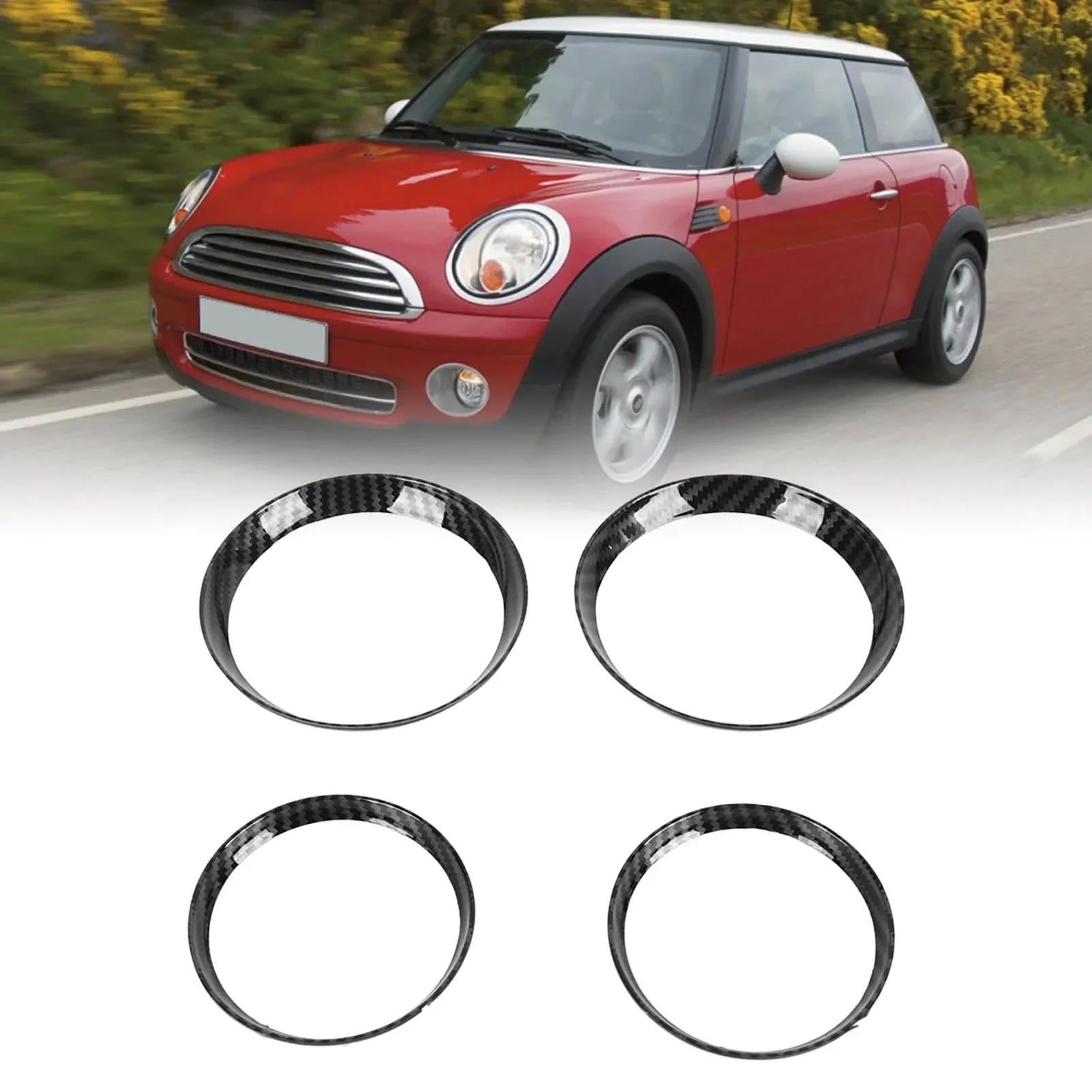 

4Pcs/Set Car Air Vent Right Light A/C Outlet Trim Ring Cover Carbon Fiber Look for Mini Cooper R54 R56 Clubman R55 Crossover R60