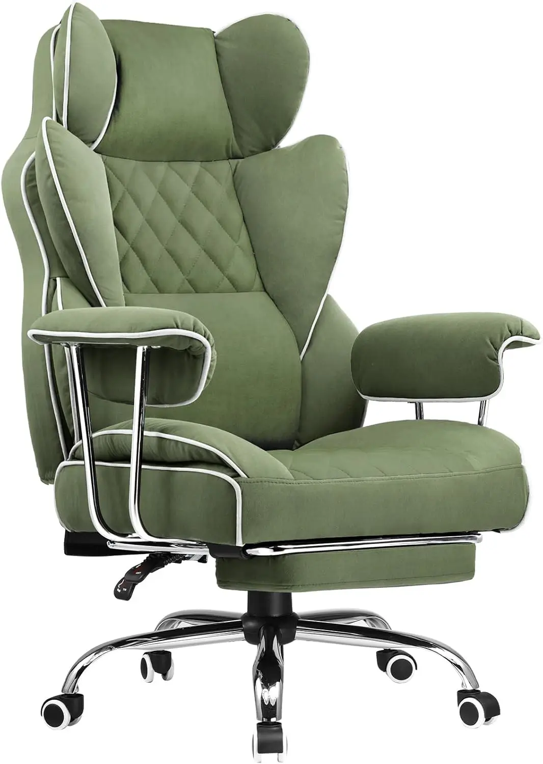 Gaming Chair with Pocket Spring Lumbar Support, Ergonomic Office Chair with Footrest, High Back Computer Desk Chair, Green