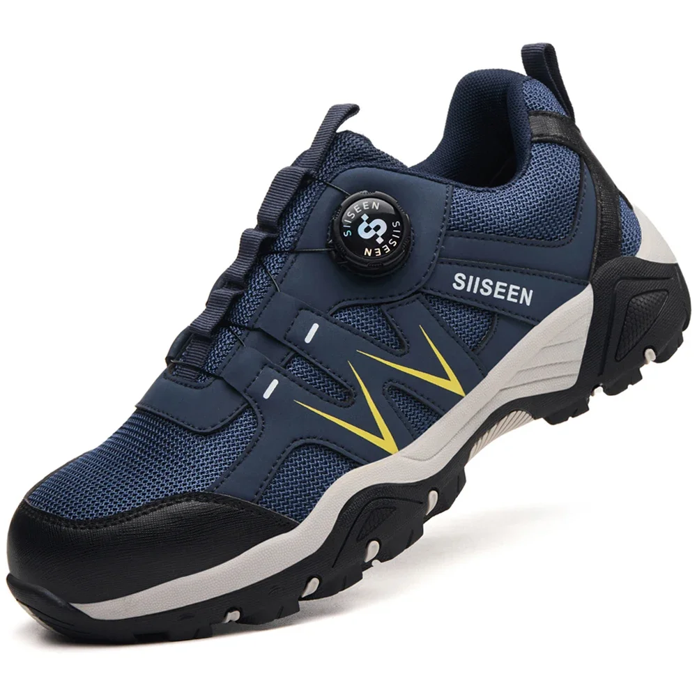 Rotate Button Indestructible Shoes Anti-slip Work Boots  Men's High Quality Safety Shoes Work Sneakers Steel Toe Shoes